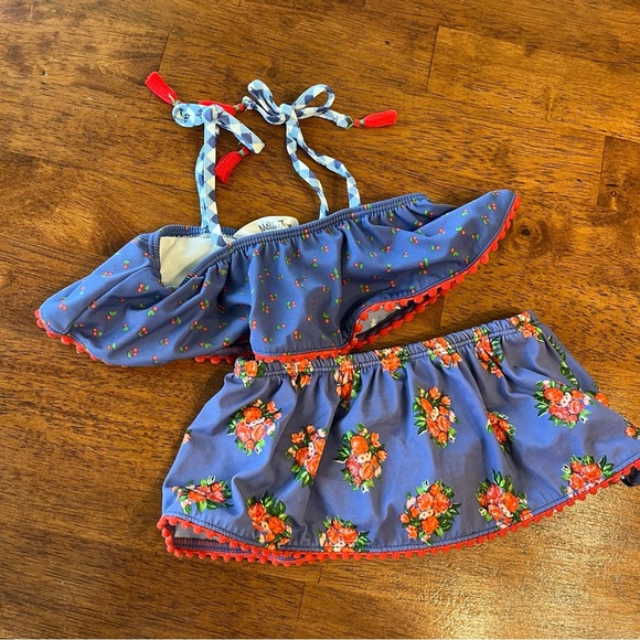 Matilda Jane blue red floral two piece bikini swimsuit size 12-18 months - Picture 1 of 7
